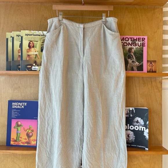 Eileen Fisher Beige Wide Leg Cropped Pants size L - Picture 2 of 10